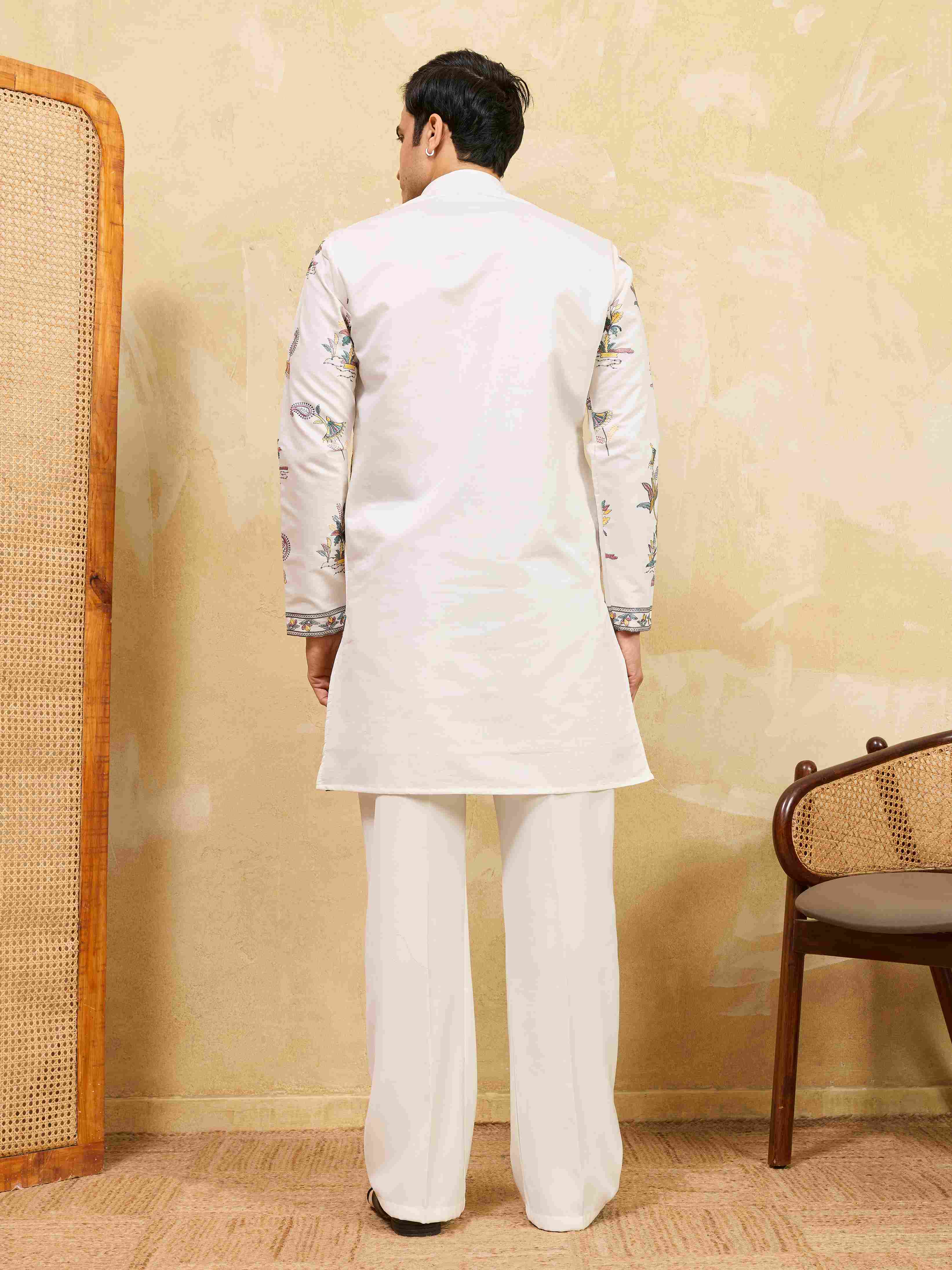 Elegant White Printed Kurta Set