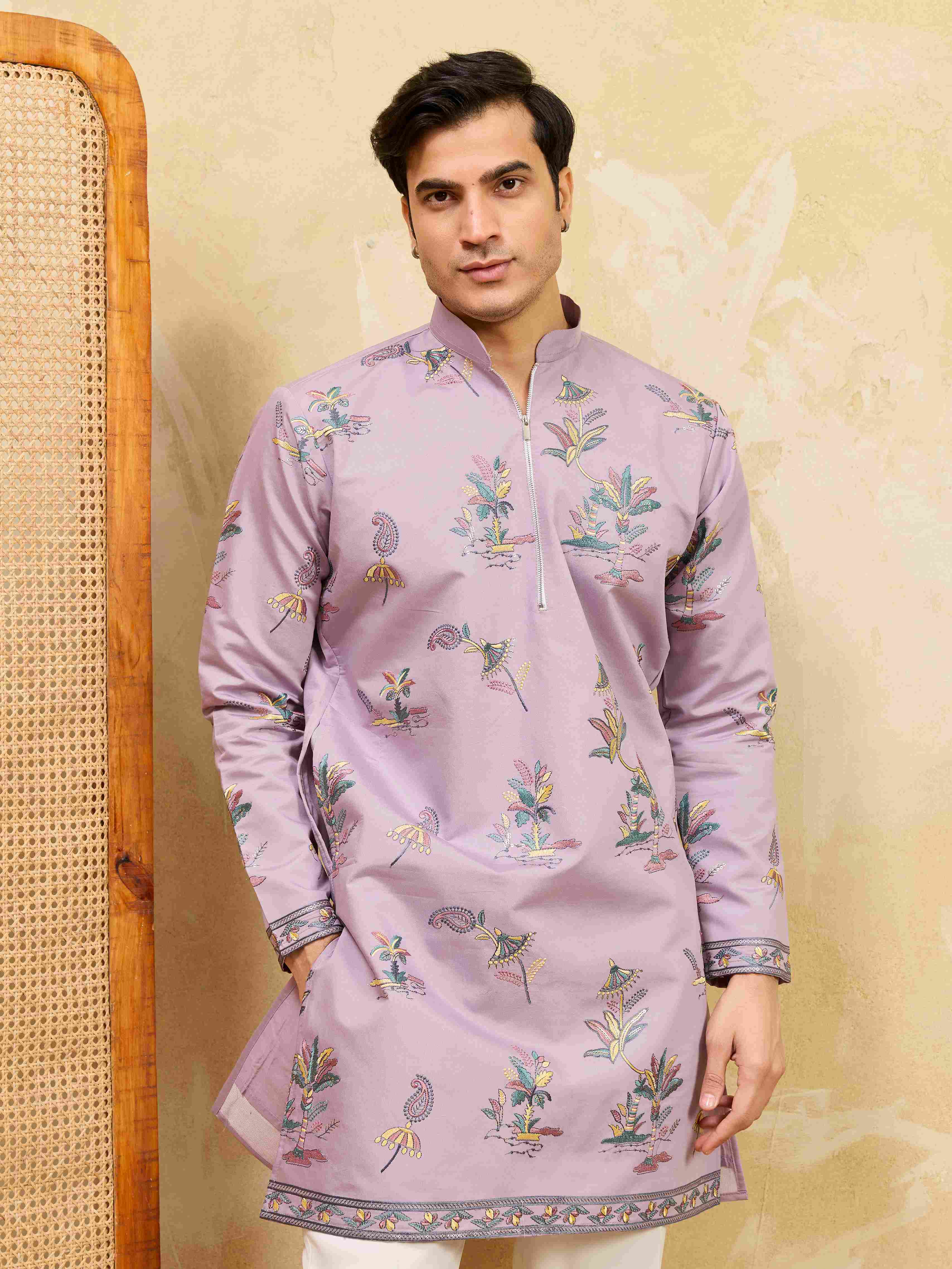Trendy Ethnic Purple Kurta For Men