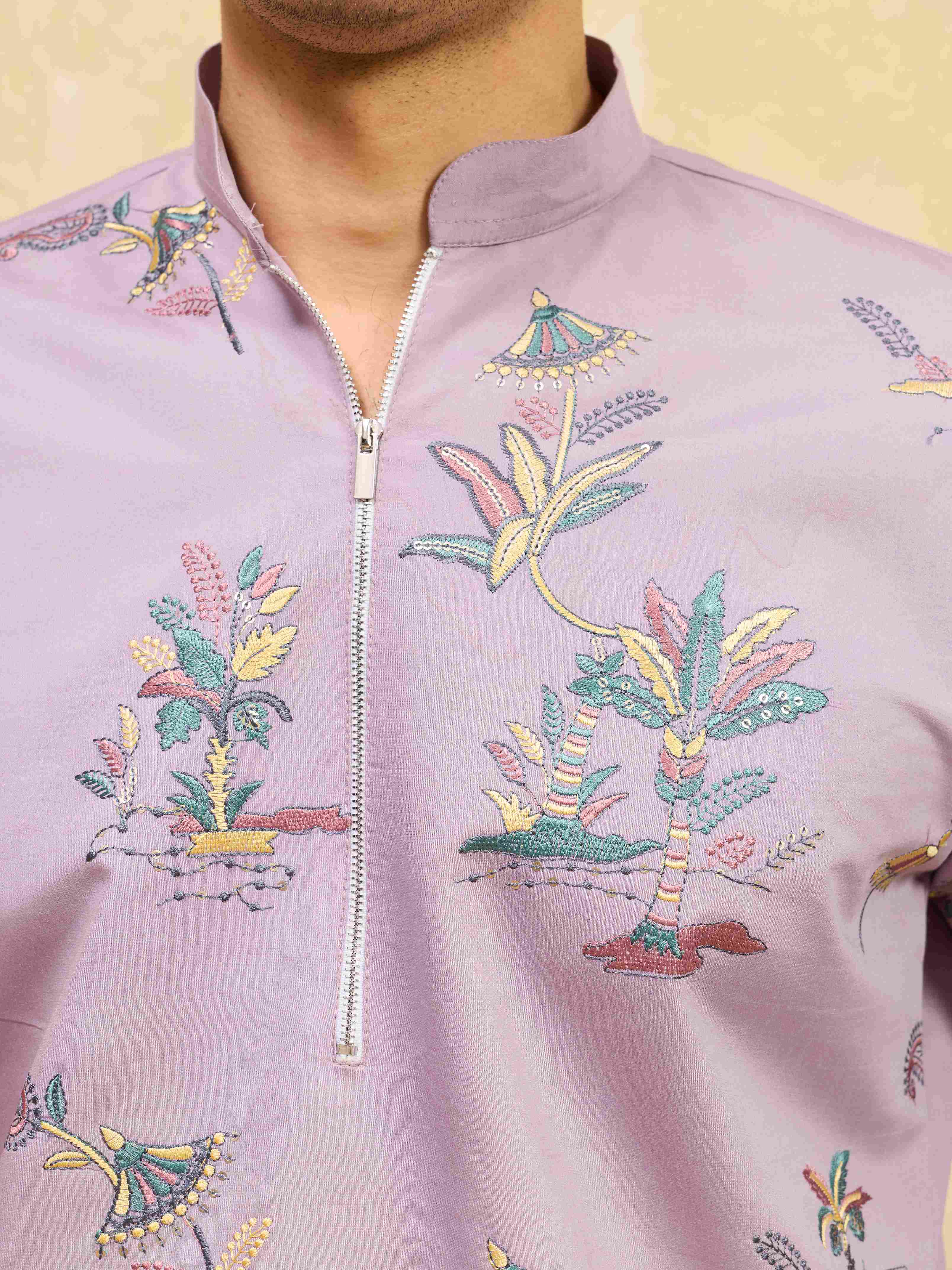 Trendy Ethnic Purple Kurta For Men
