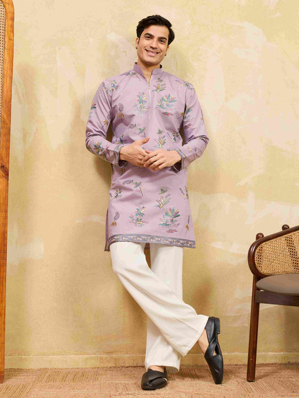 Trendy Ethnic Purple Kurta For Men