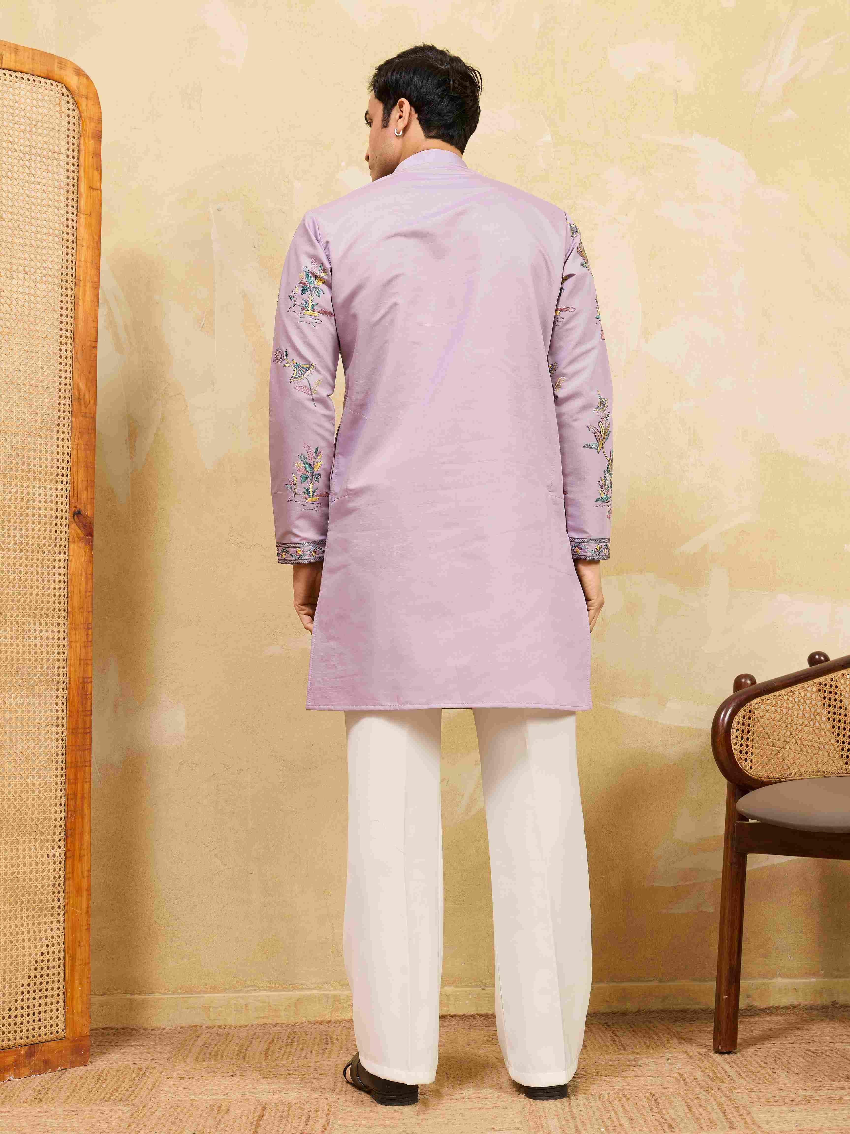 Trendy Ethnic Purple Kurta For Men