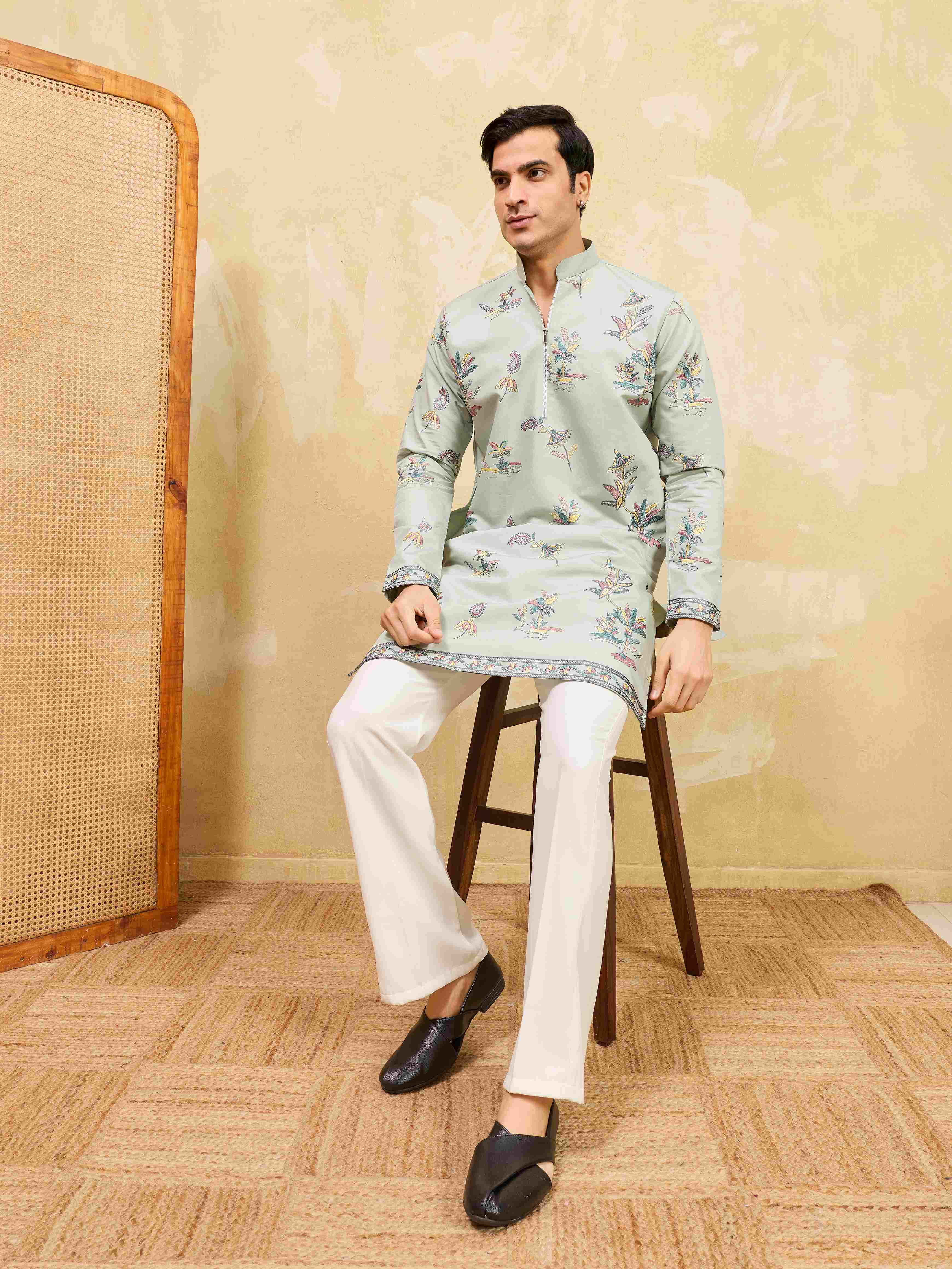 Men’s Elegant Pista Viscose Silk Kurta Pajama Set