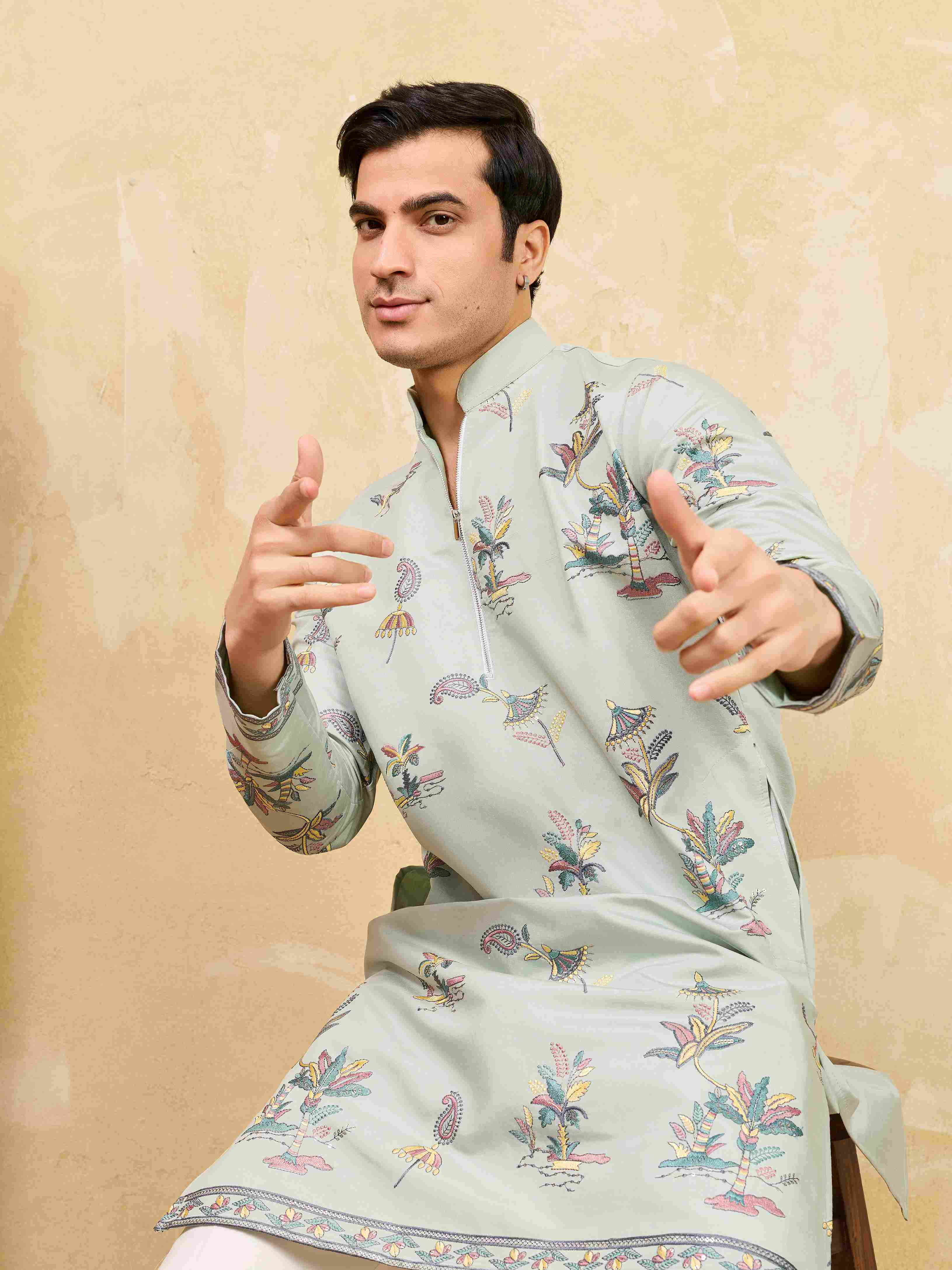 Men’s Elegant Pista Viscose Silk Kurta Pajama Set