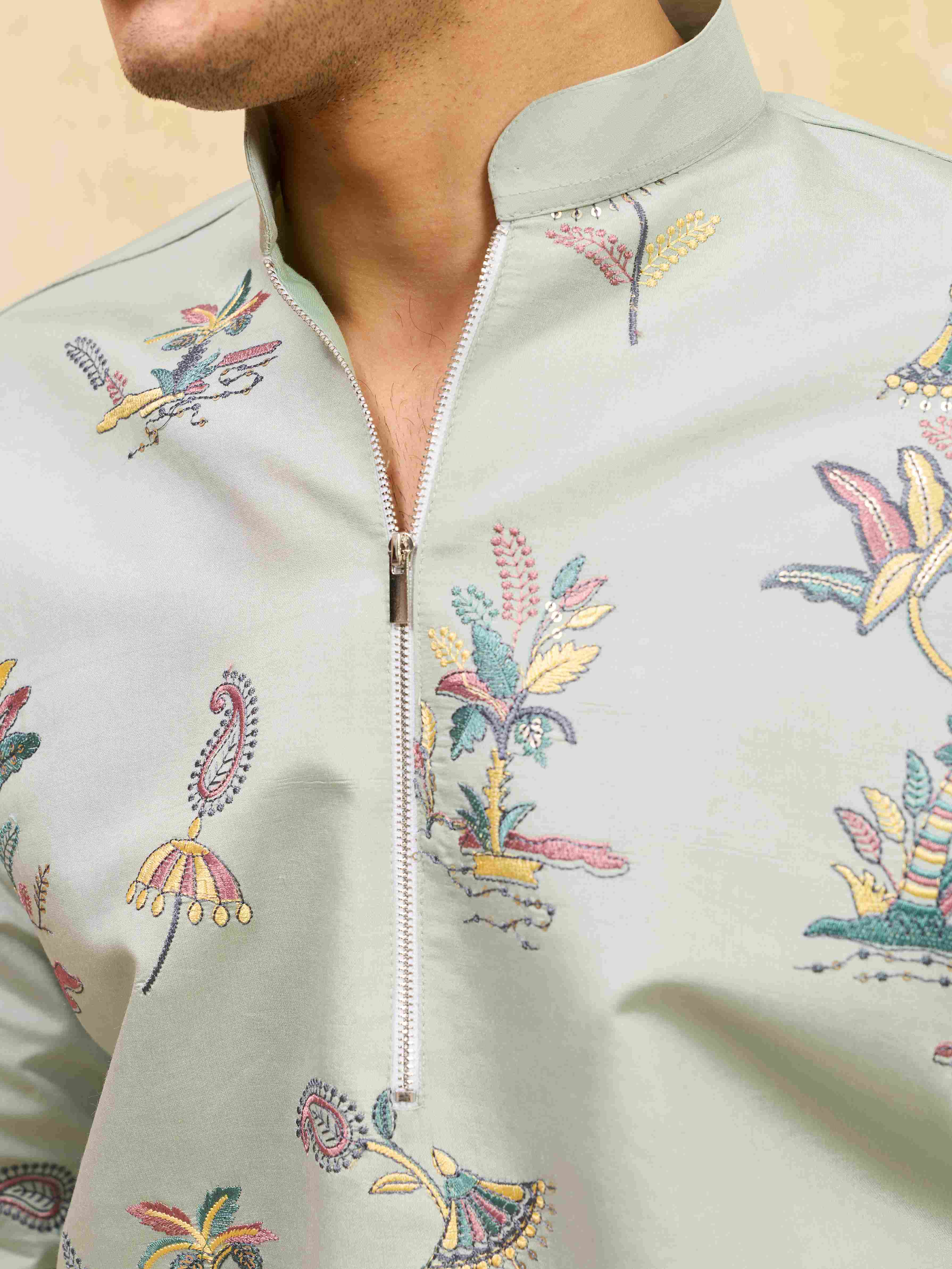 Men’s Elegant Pista Viscose Silk Kurta Pajama Set