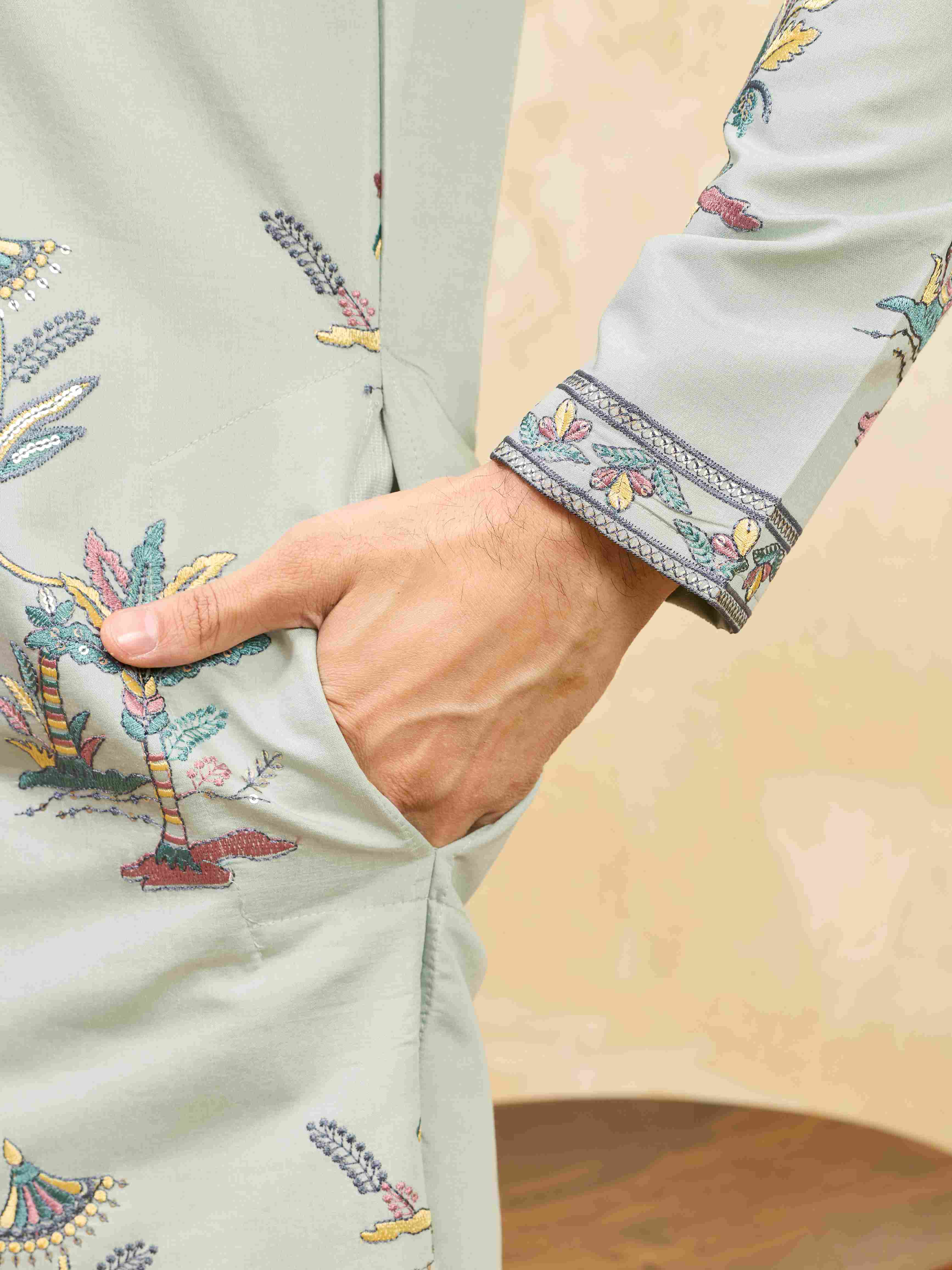 Men’s Elegant Pista Viscose Silk Kurta Pajama Set