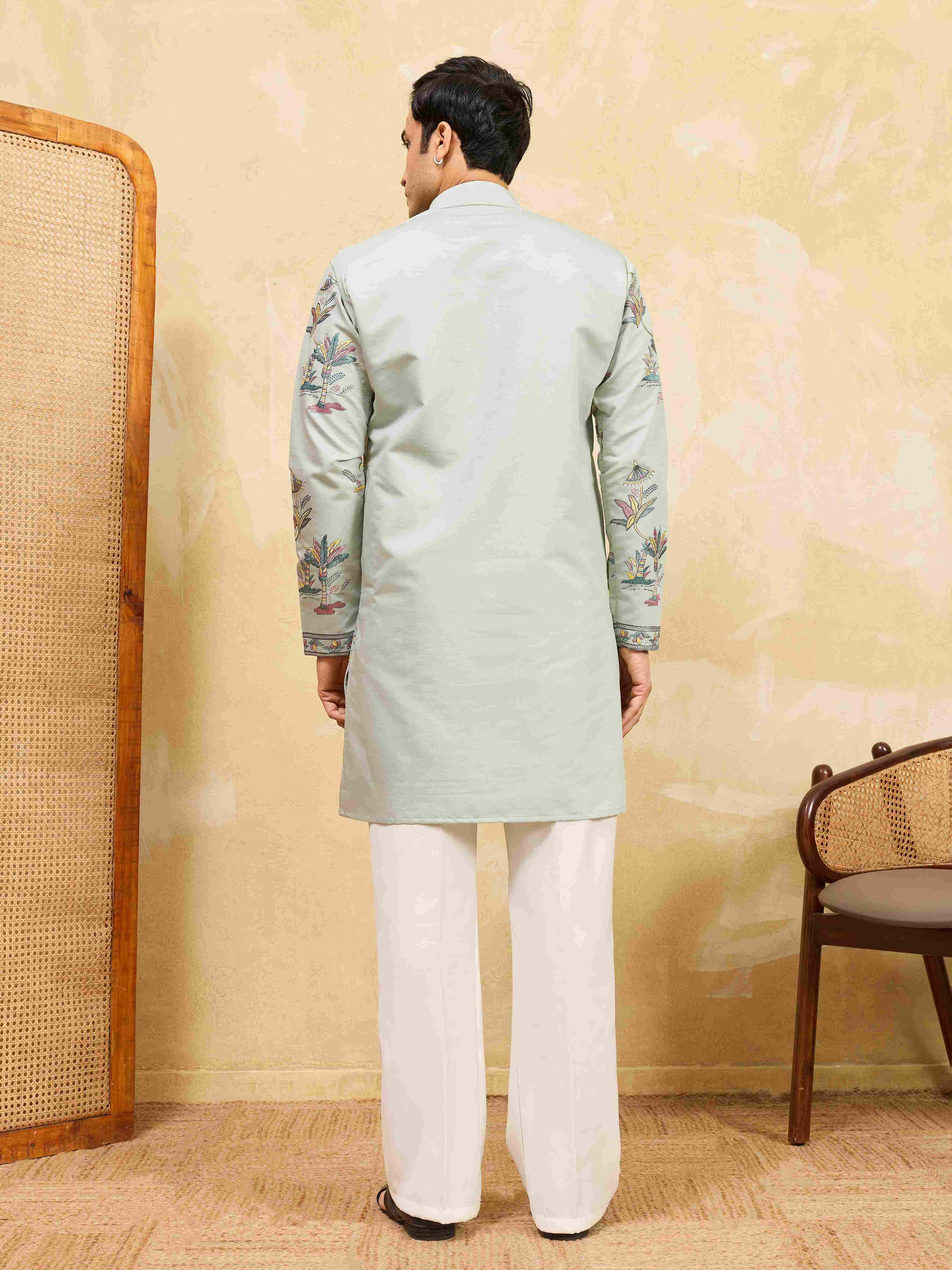 Men’s Elegant Pista Viscose Silk Kurta Pajama Set