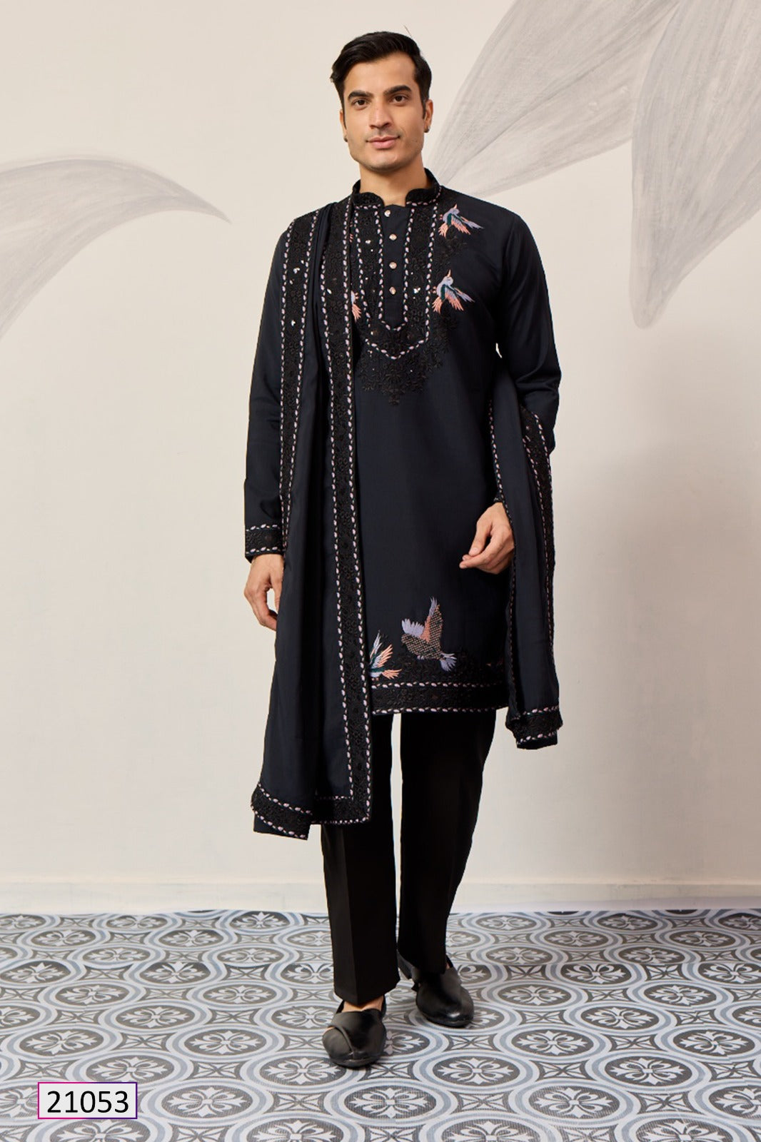 black line men's kurta