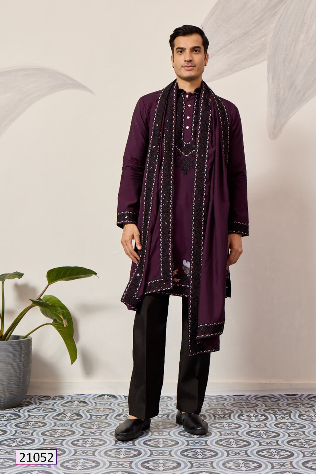 black line men's kurta