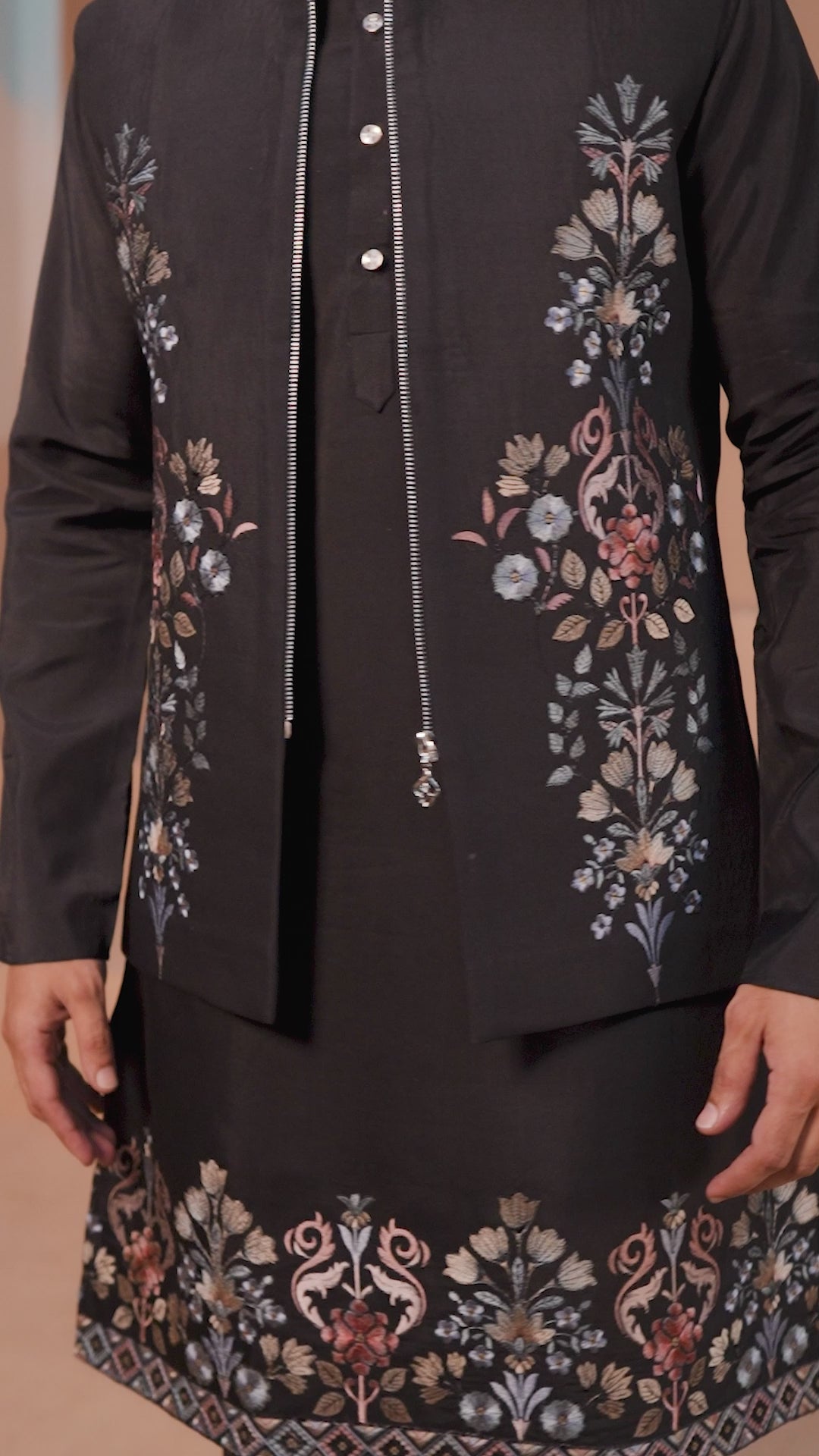 Premium Black Color Special Koti Kurta Set for Mens Wear