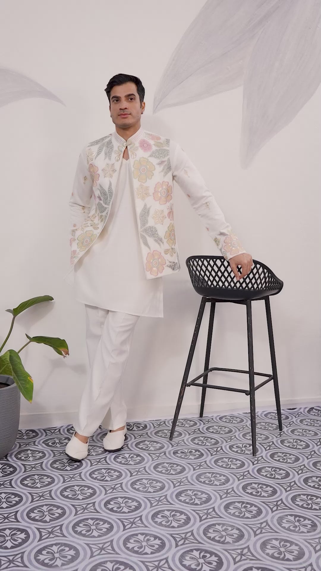 Carnival Function White Koti Kurta Pair for Mens Wea