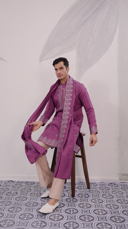 Trendy Pink Color Kurta with Dupatta for Mens Wear
