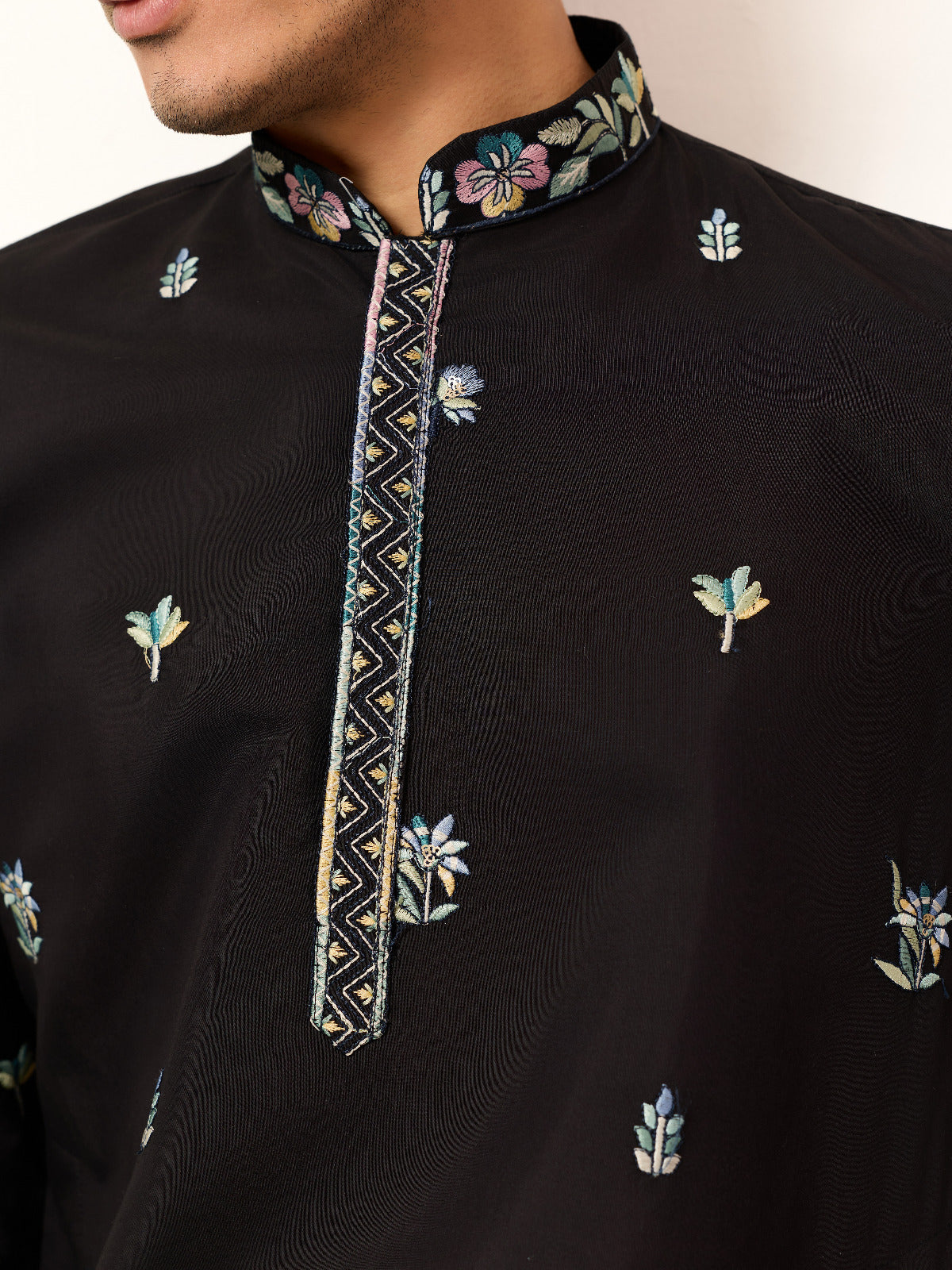 Special Wedding Celebration Ethnic Black Kurta for Mens Wear