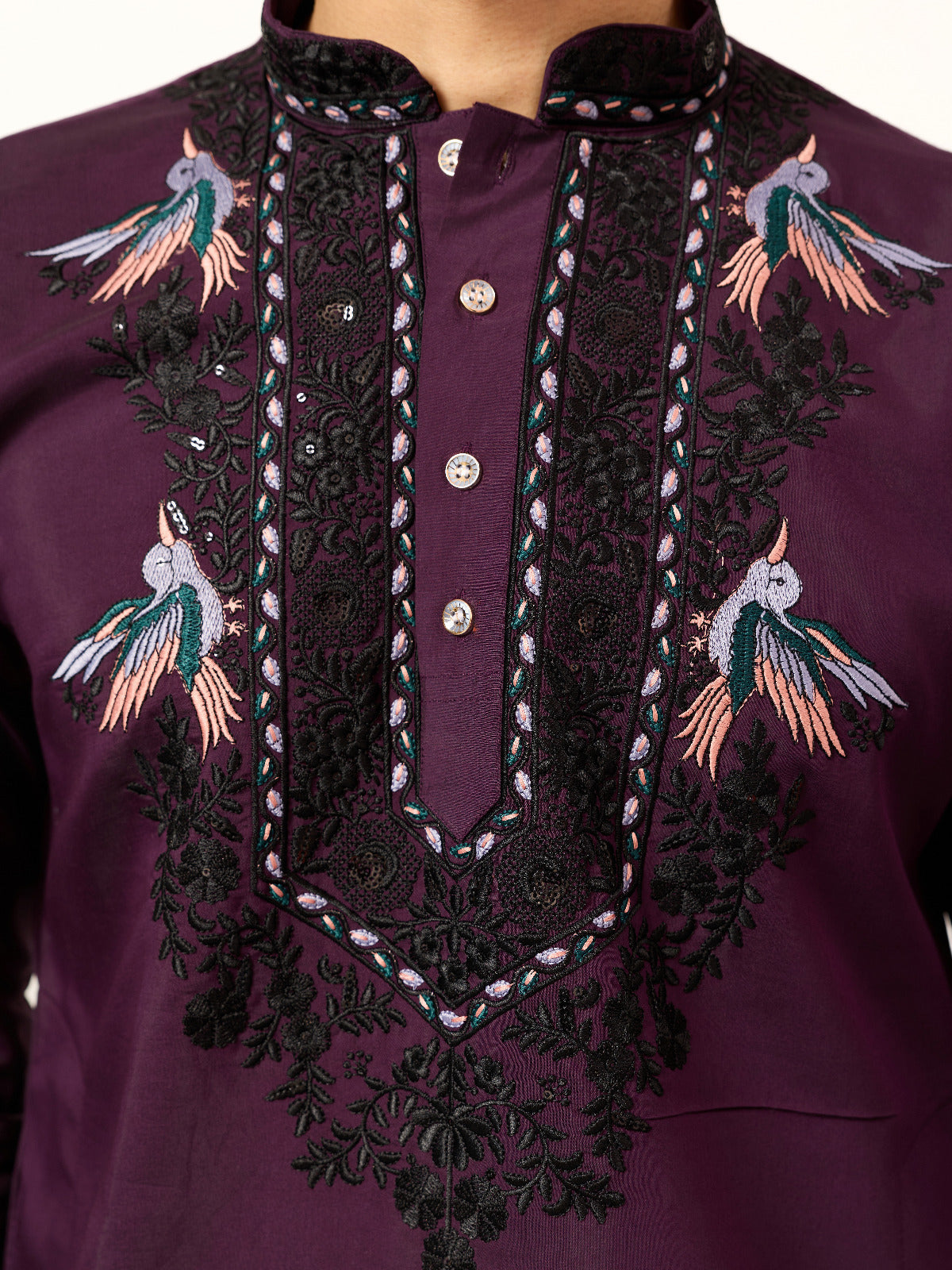 Purple Wedding Special Kurta with Dupatta for Mens Wear