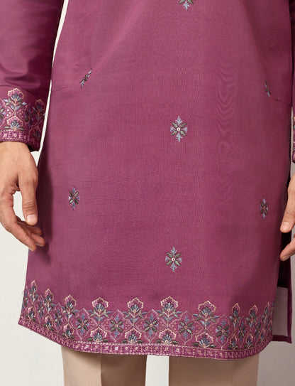 Trendy Pink Color Kurta with Dupatta for Mens Wear