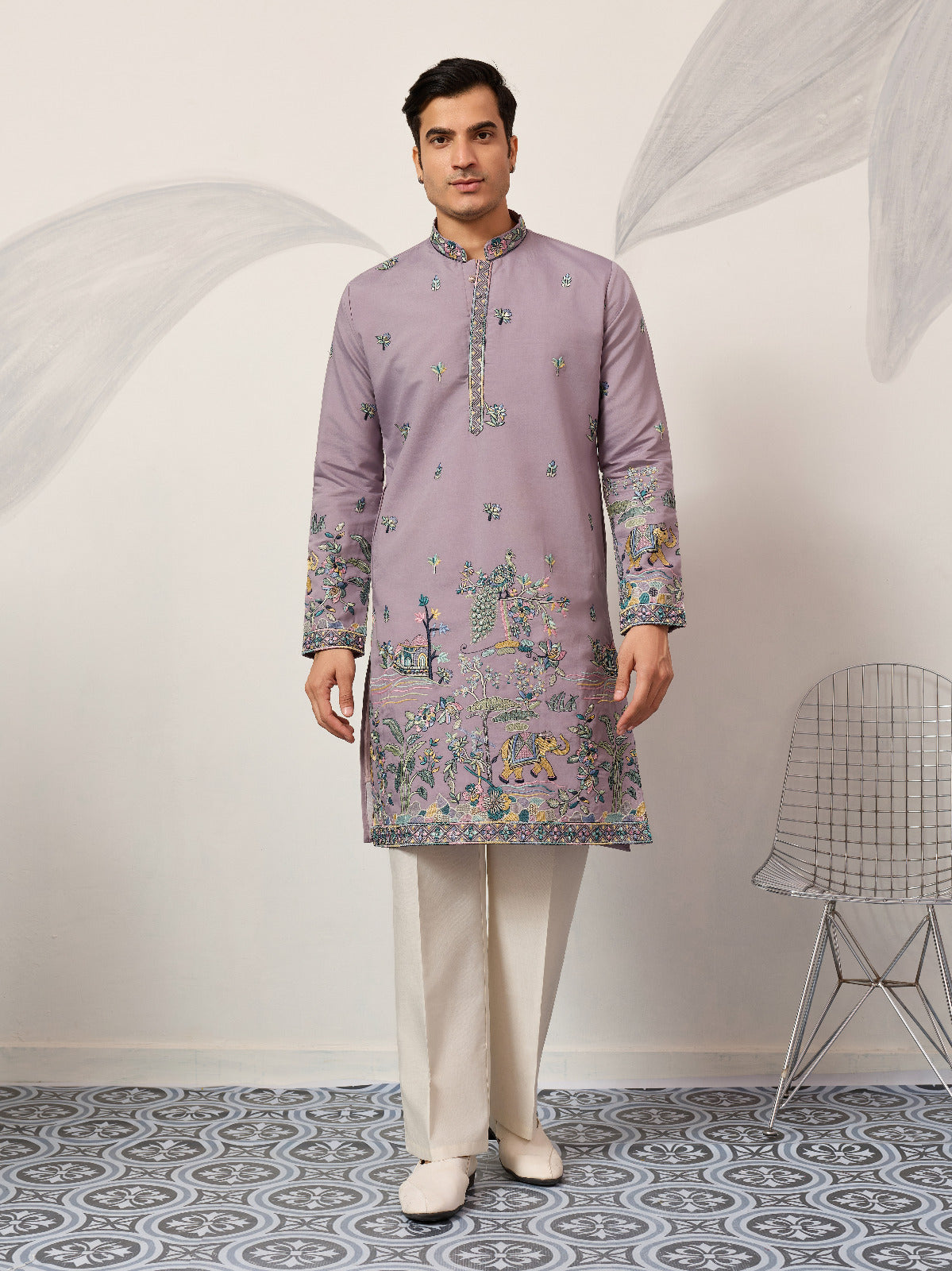 Traditional Purple Wedding Kurta for Mens Wear
