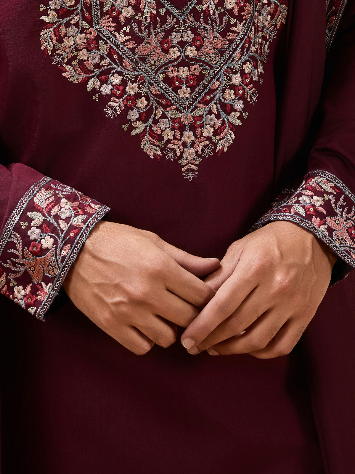 Latest Signature Maroon Kurta and Dupatta for Mens Wea