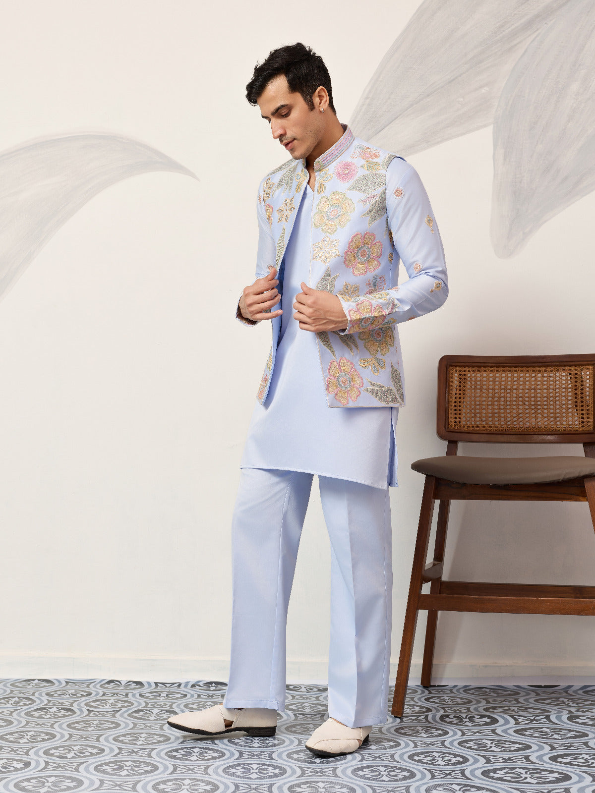 Luxury Carnival Function Special Mens Wear Koti Kurta Set