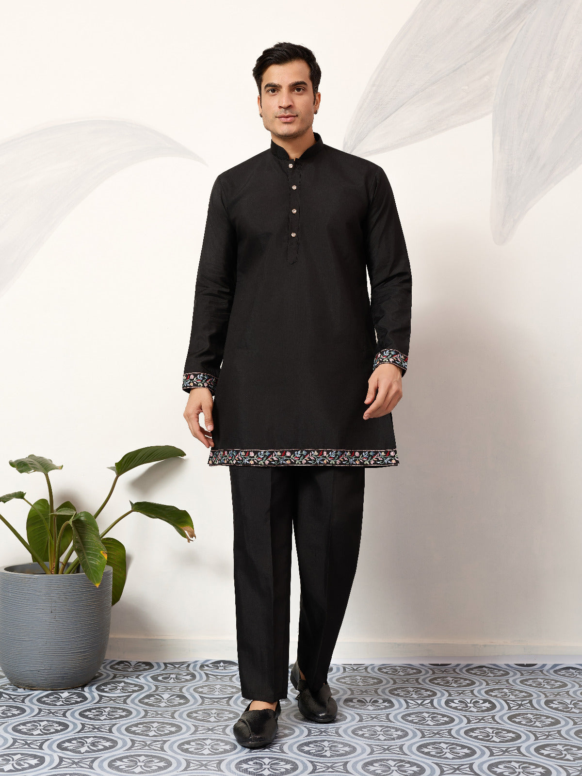 Premium Wedding Black Koti Kurta Pajama for Mens Wear