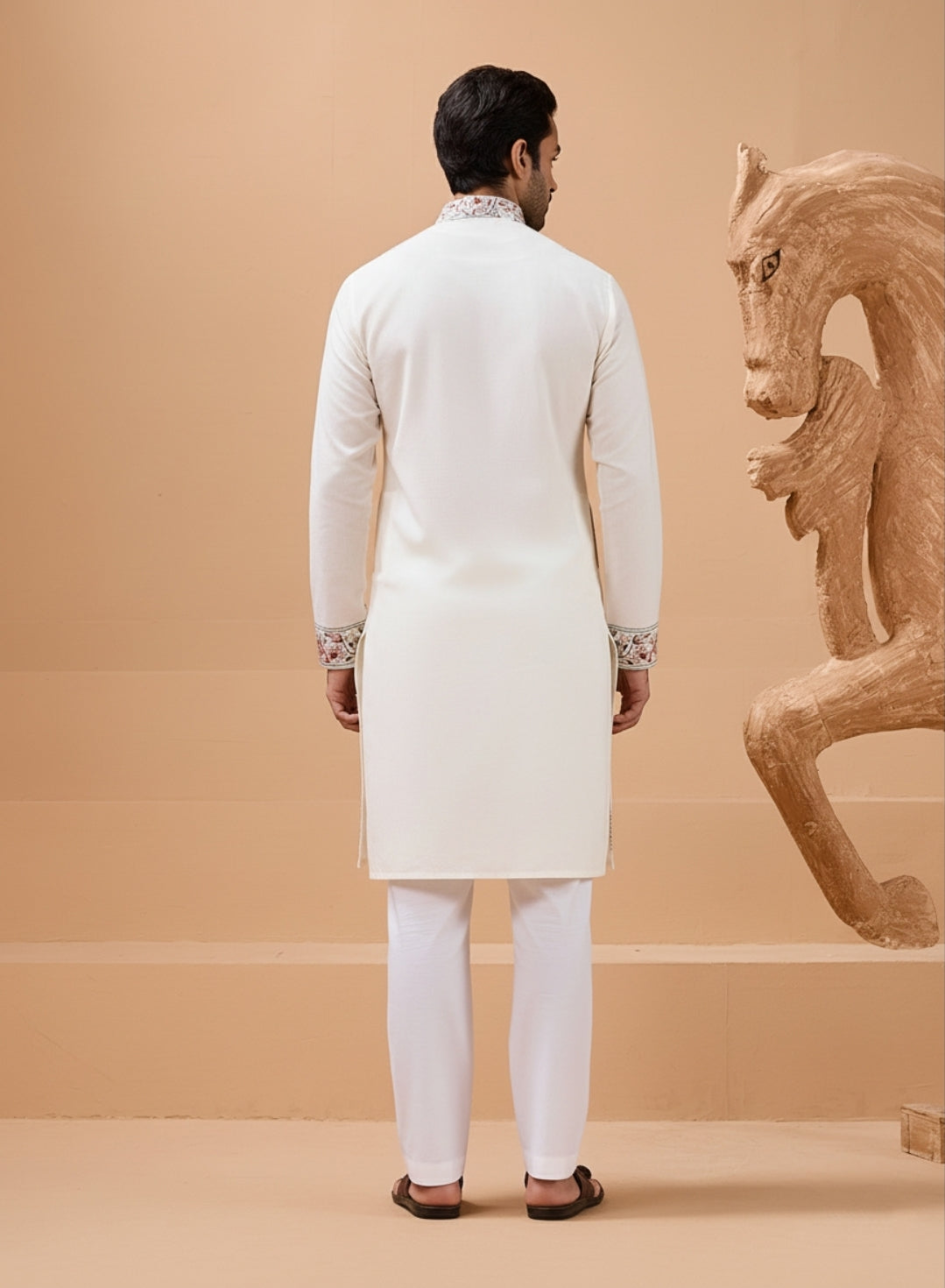 Vibrant Look White Kurta Dupatta Set for Mens Wear