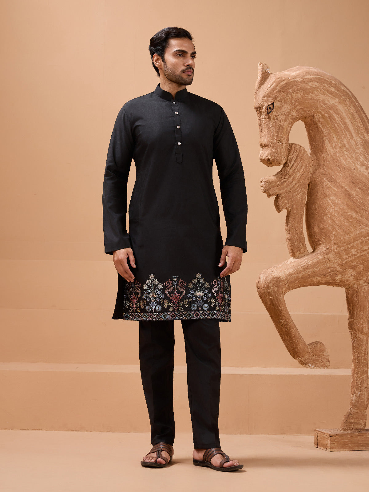 Premium Black Color Special Koti Kurta Set for Mens Wear