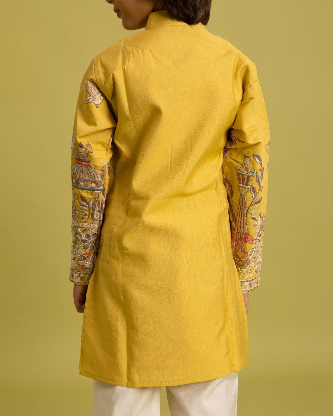 Vantara Style Yellow Kids Kurta Pajama Outfit