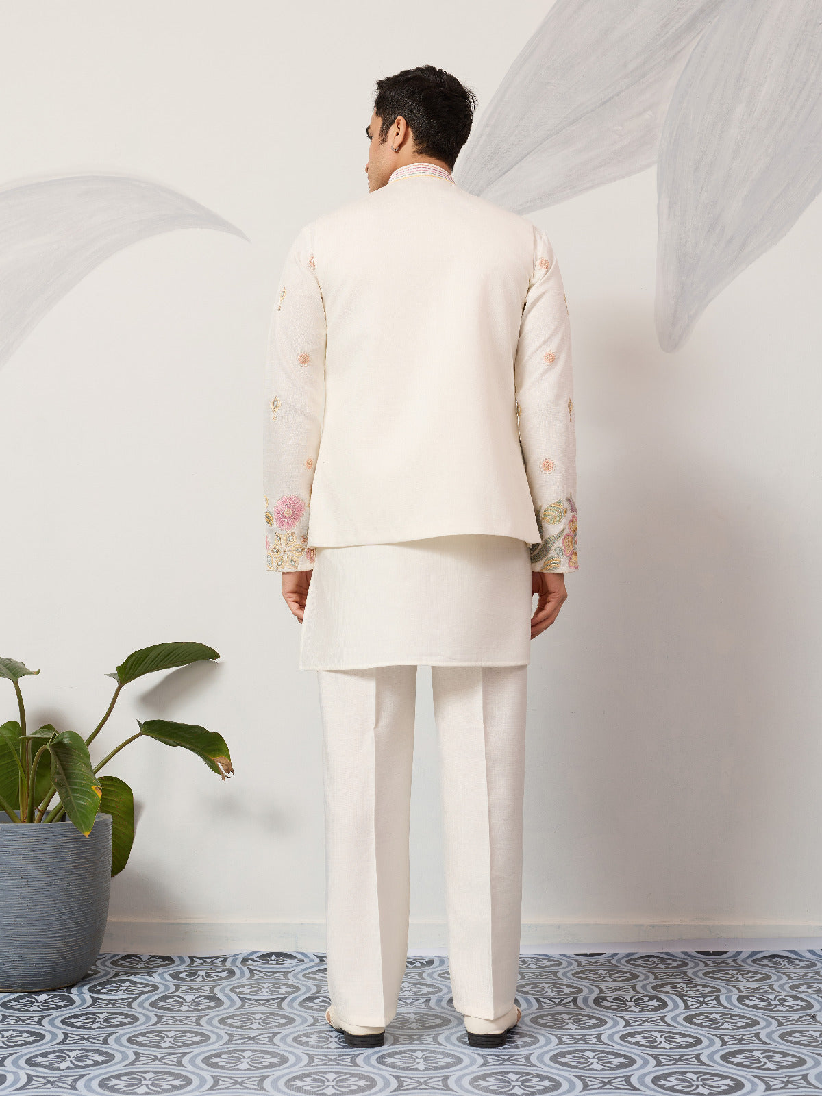 Carnival Function White Koti Kurta Pair for Mens Wea