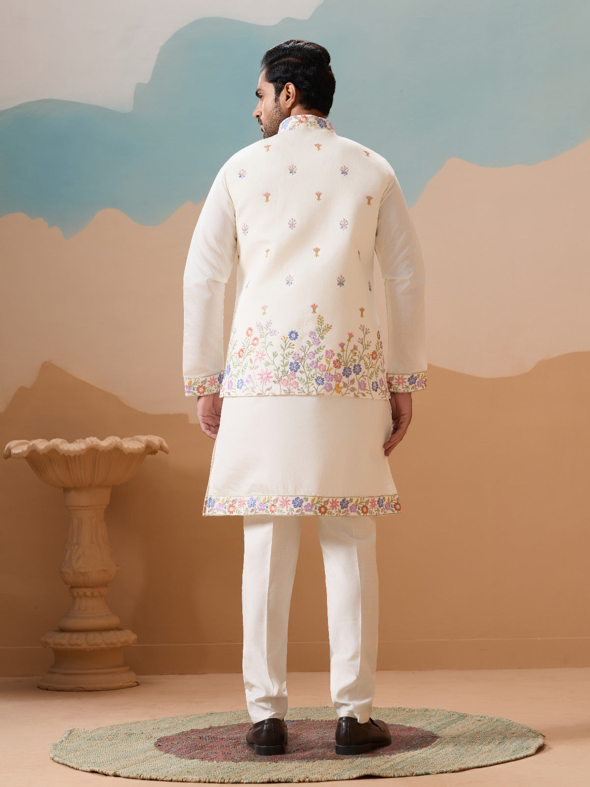 Traditional Mens Wear Kurta Koti Pant Outfit for Weddings