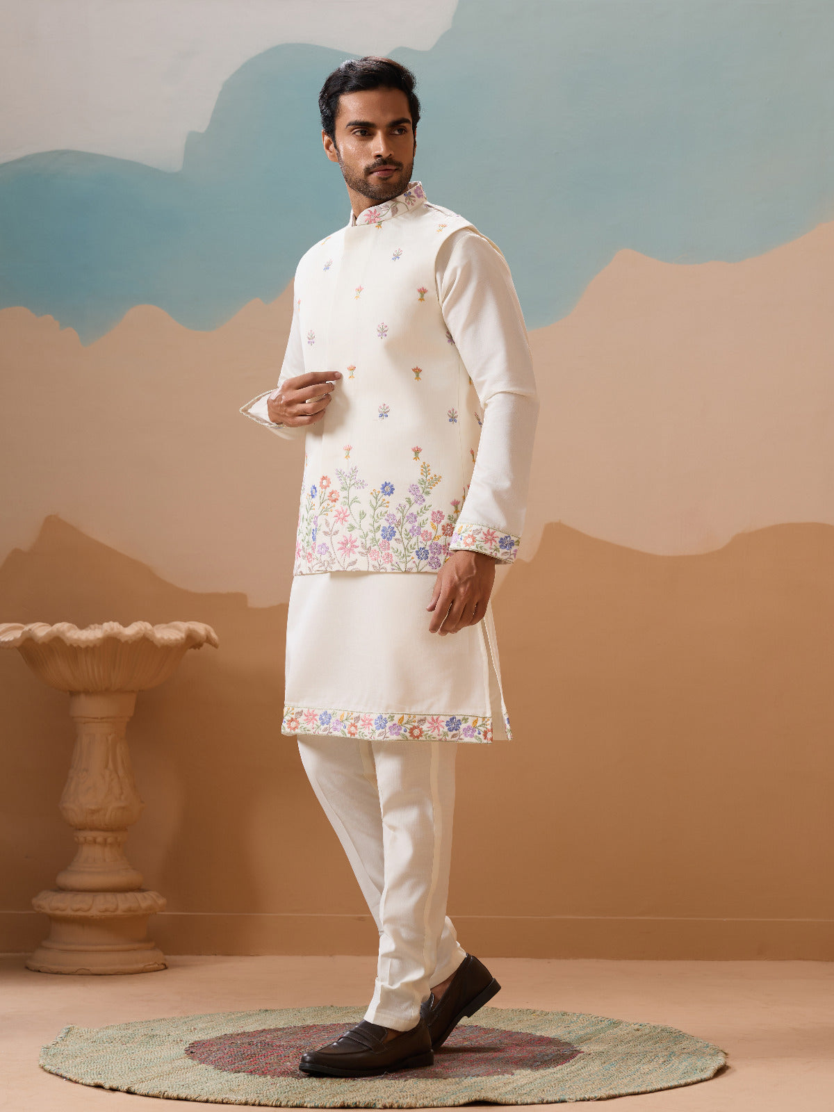 Traditional Mens Wear Kurta Koti Pant Outfit for Weddings