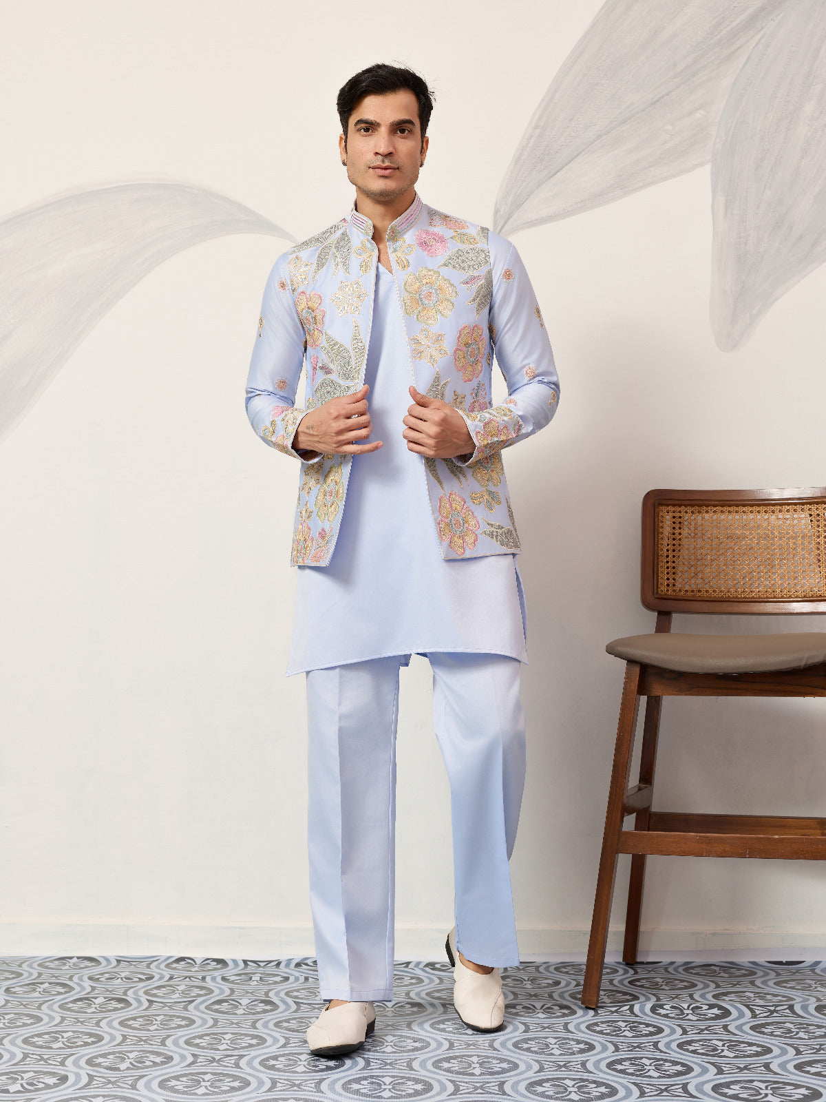 Luxury Carnival Function Special Mens Wear Koti Kurta Set