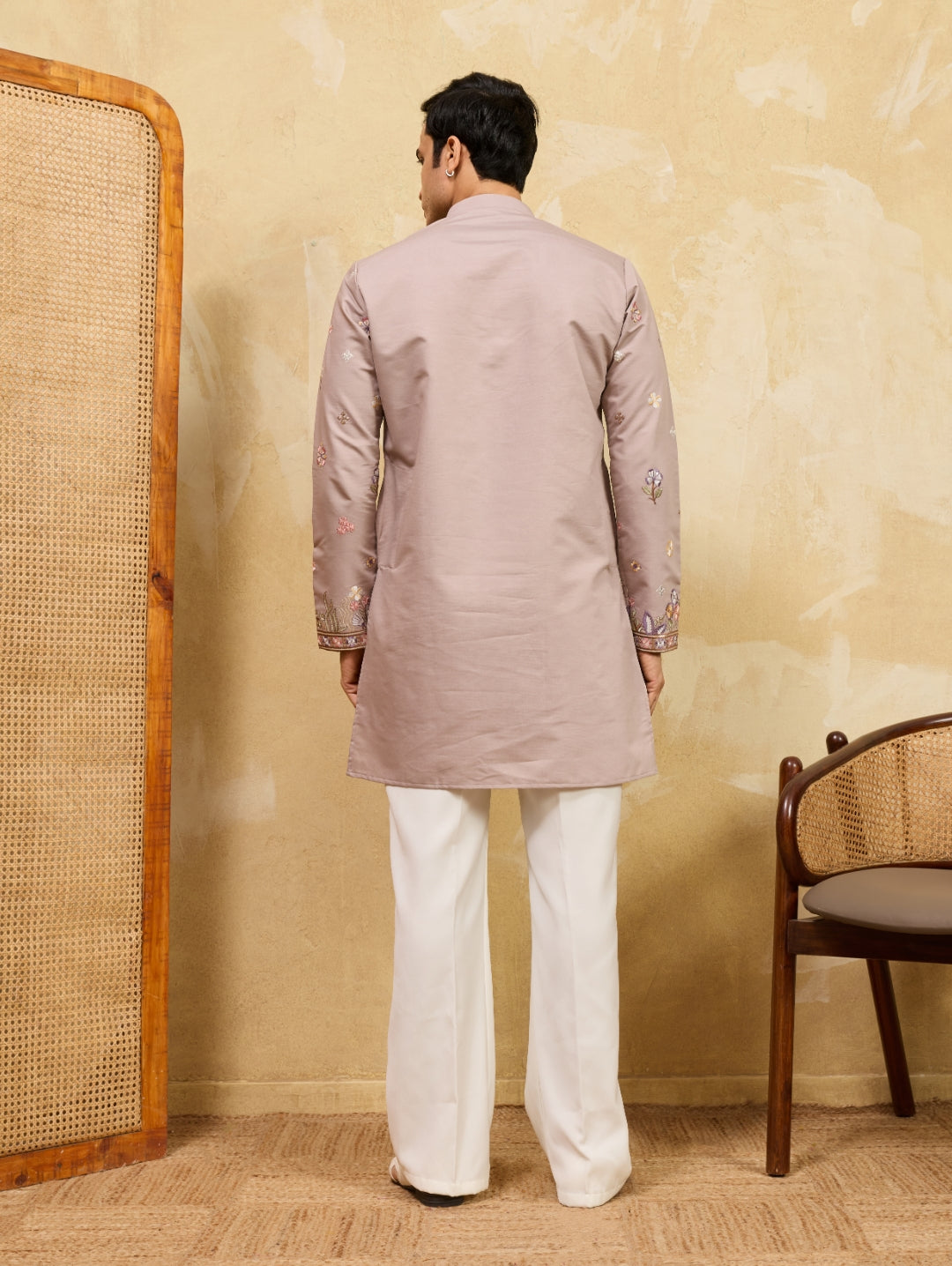 Elegant Beige Embroidered Kurta Set