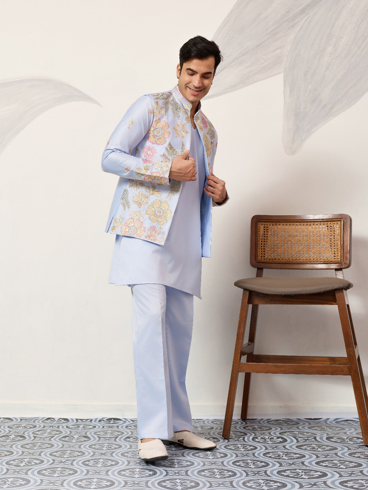 Luxury Carnival Function Special Mens Wear Koti Kurta Set